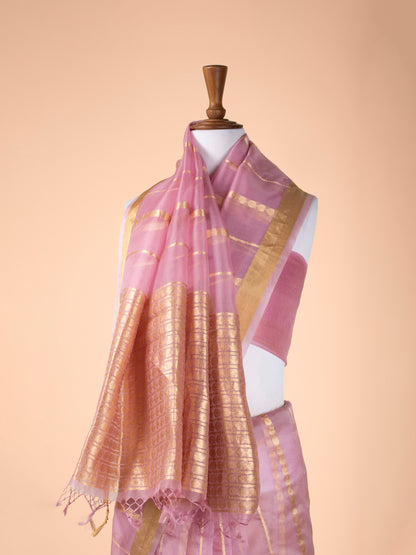 Handwoven Pink Organza Saree