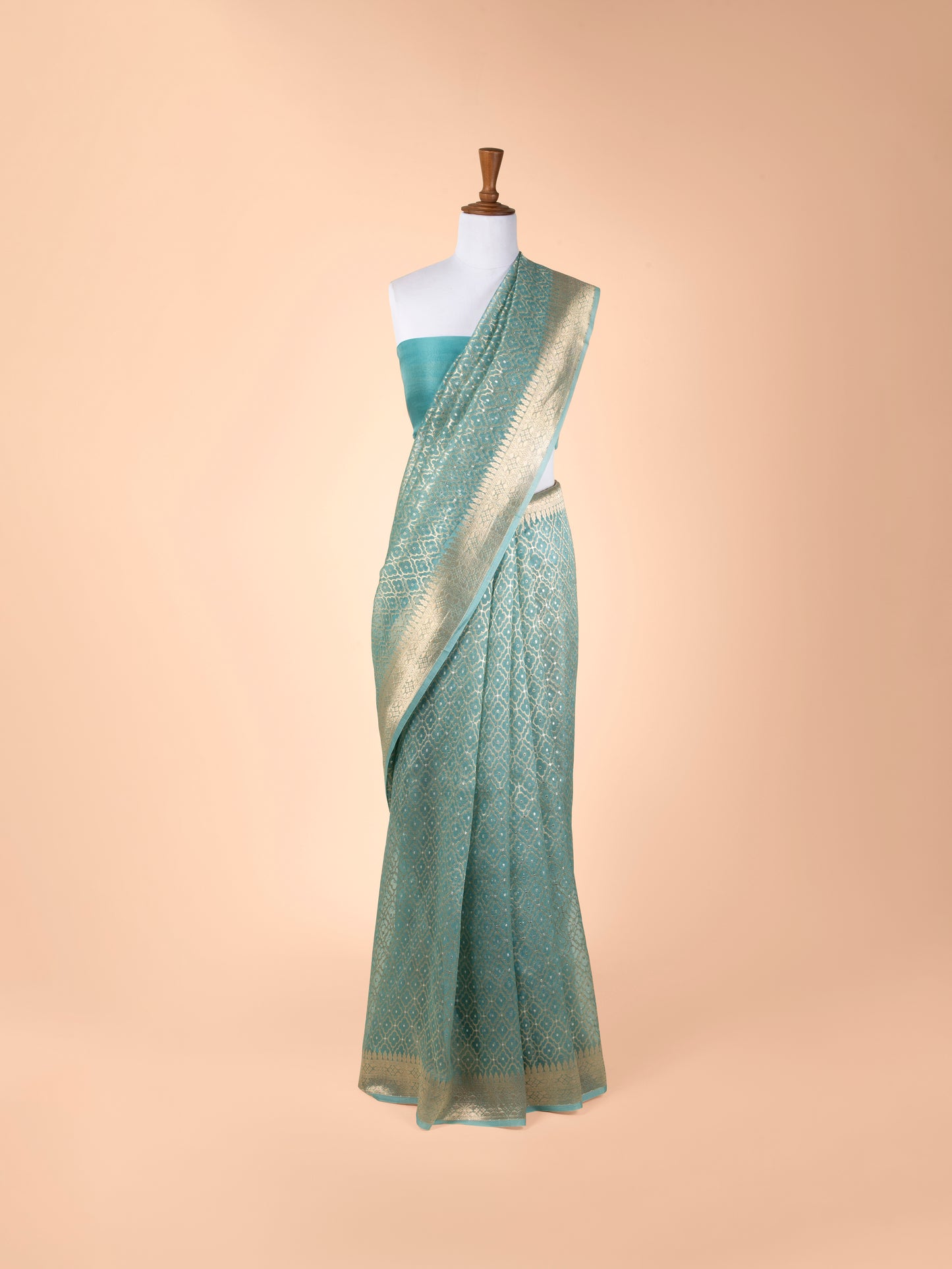 Handwoven Sea Green Organza Saree