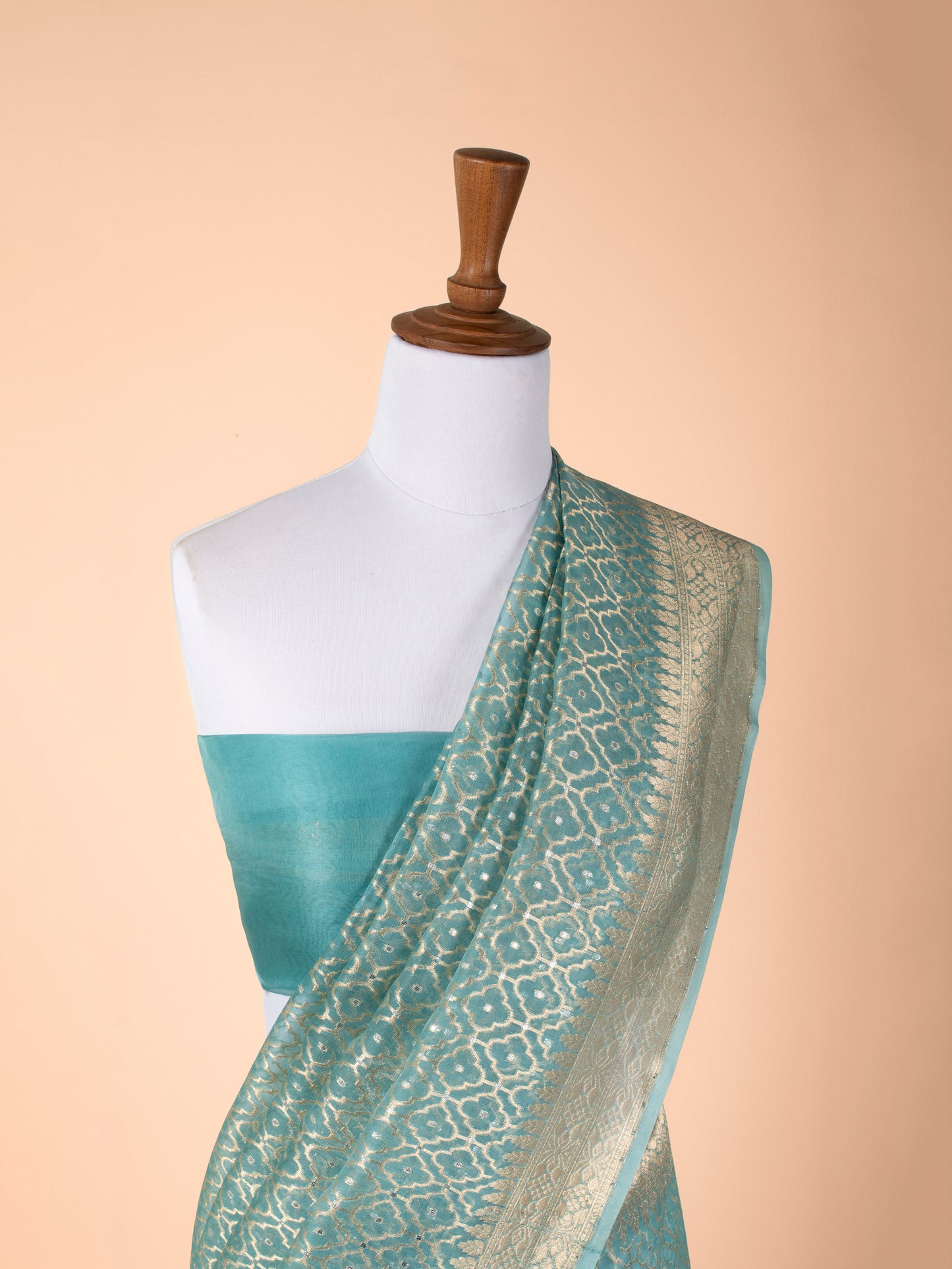 Handwoven Sea Green Organza Saree