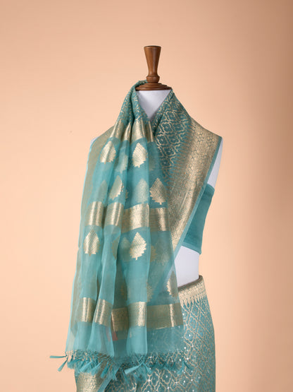 Handwoven Sea Green Organza Saree