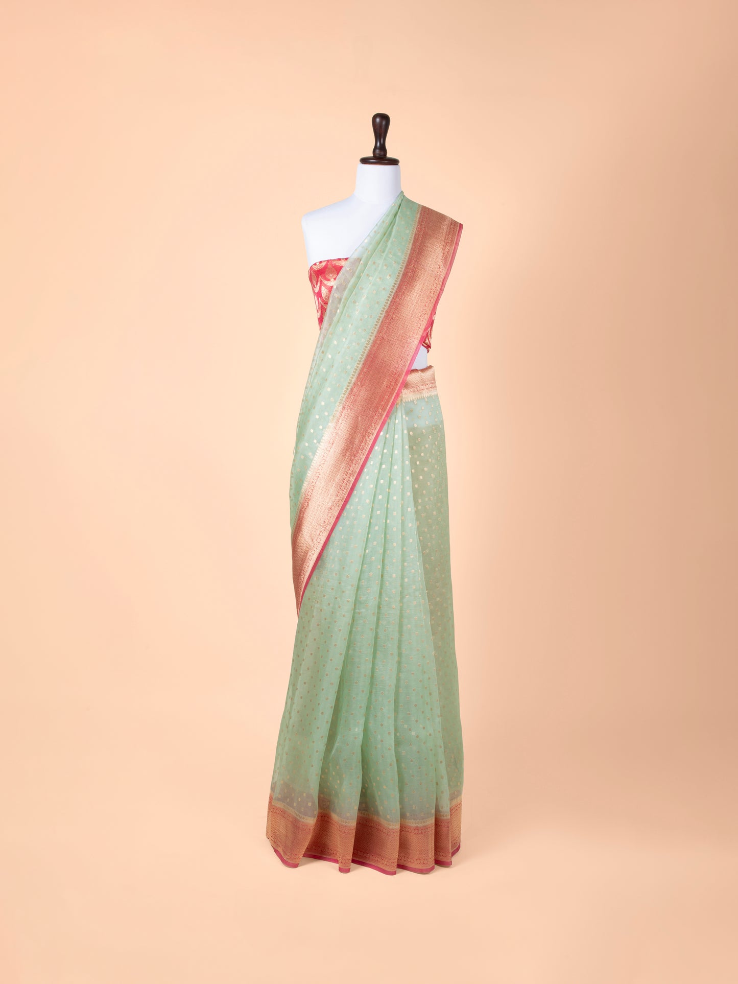 Handwoven Turquoise Blue Organza Saree