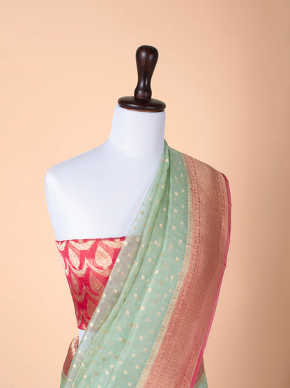 Handwoven Turquoise Blue Organza Saree