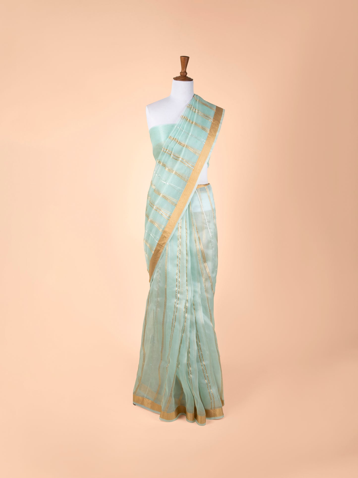 Handwoven Turquoise Blue Organza Saree