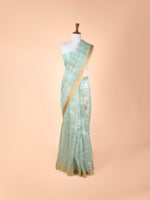 Handwoven Turquoise Blue Organza Saree