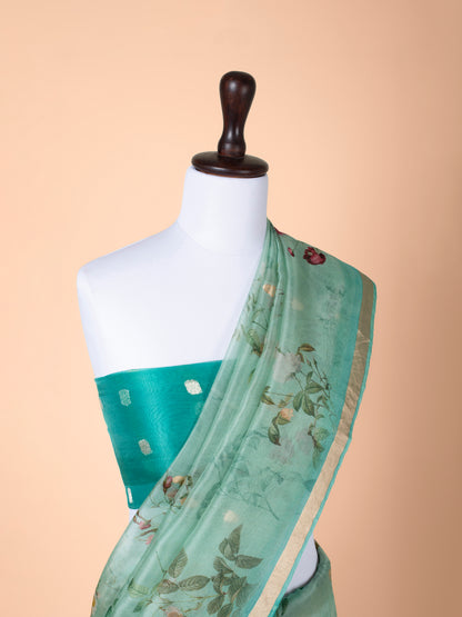 Handwoven Sea Green Organza Saree