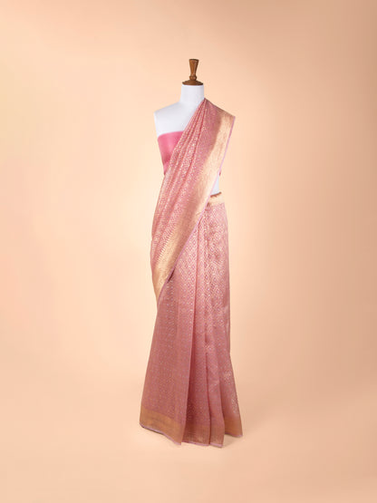 Handwoven Pink Organza Saree