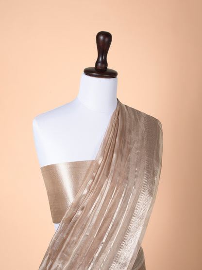 Handwoven Beige Tissue Saree