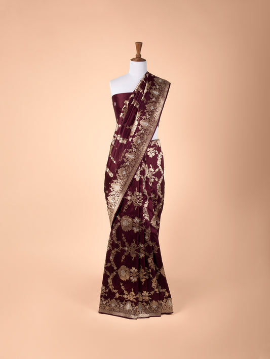 Handwoven Garnet Silk Saree