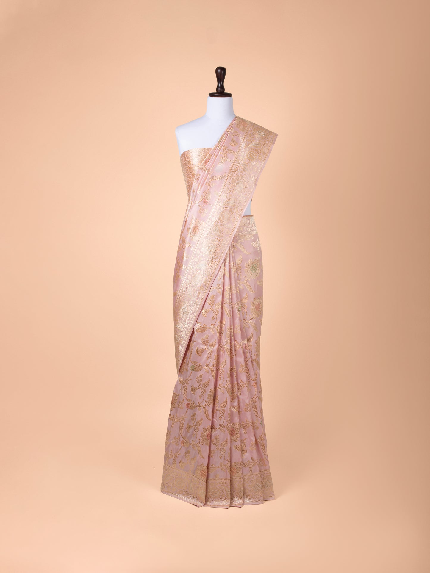 Handwoven Peach Silk Saree