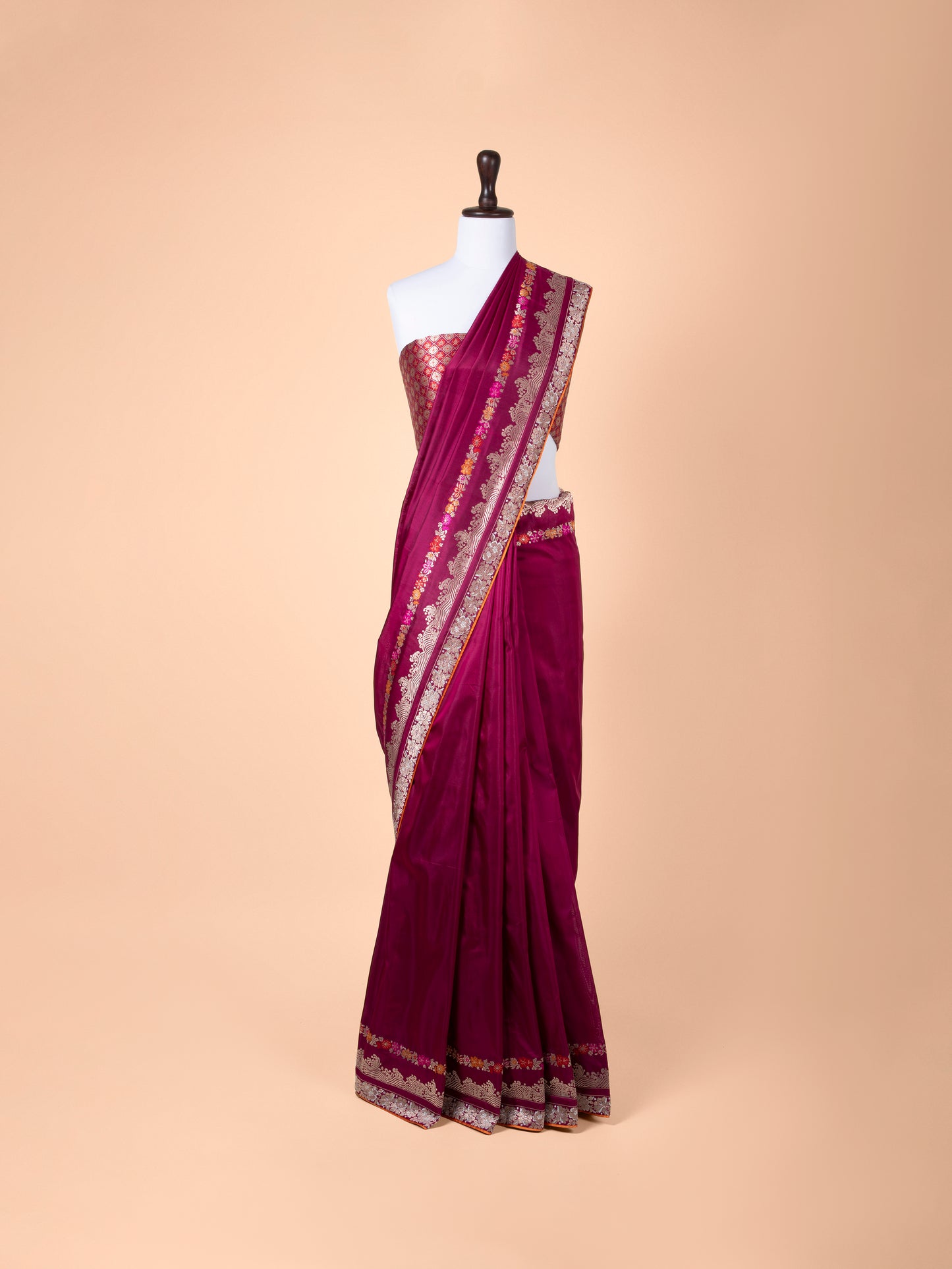 Handwoven Garnet Silk Saree