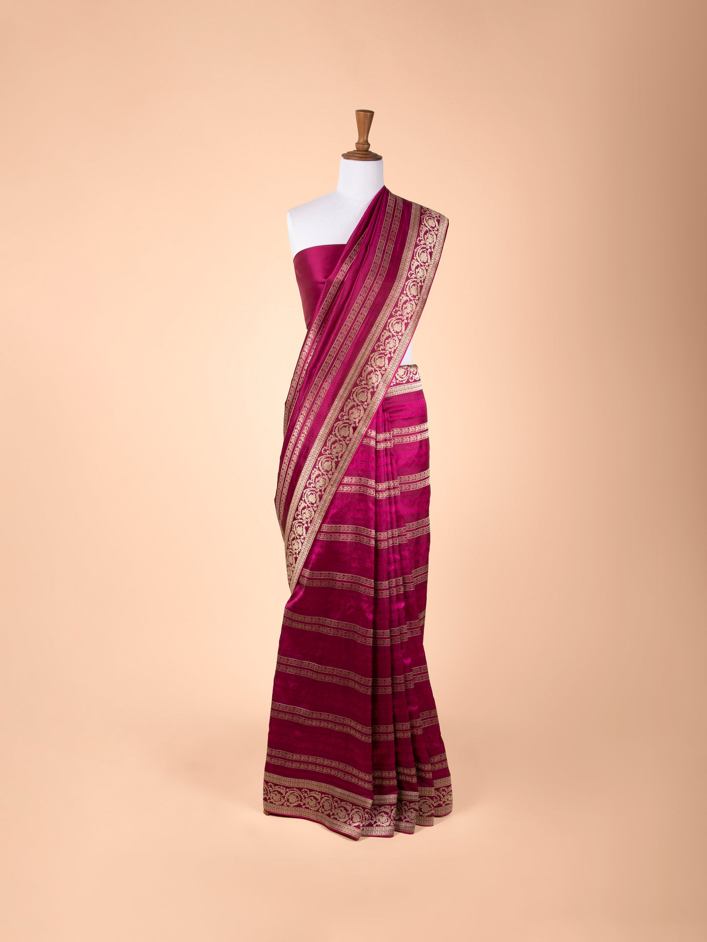 Handwoven Garnet Pink Silk Saree