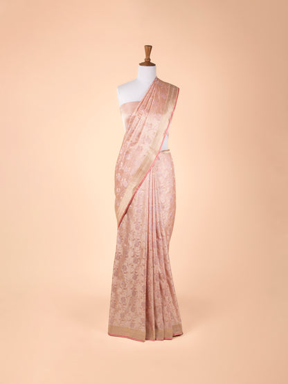 Handwoven Pink Satin Silk Saree