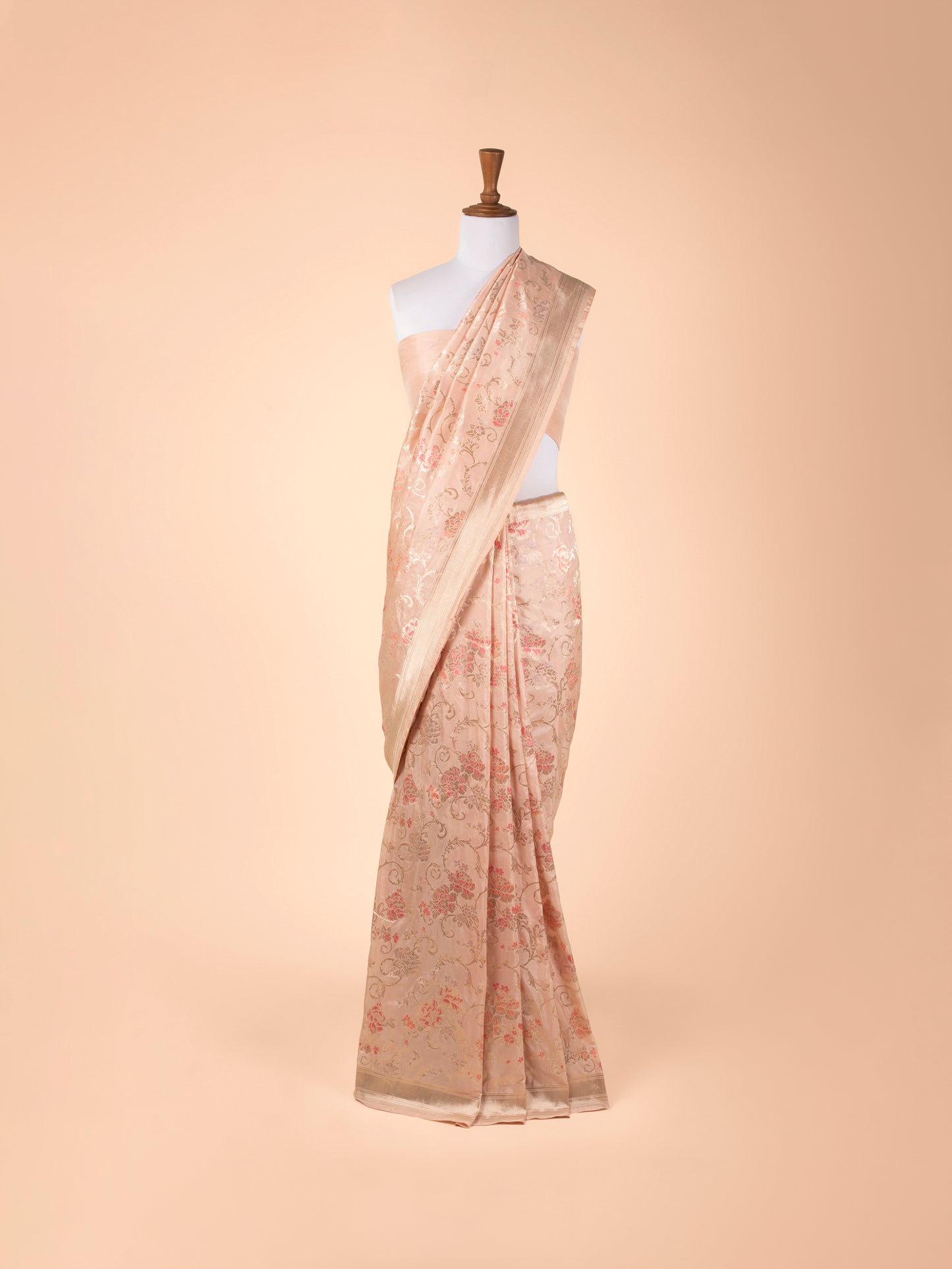 Handwoven Peach Silk Saree