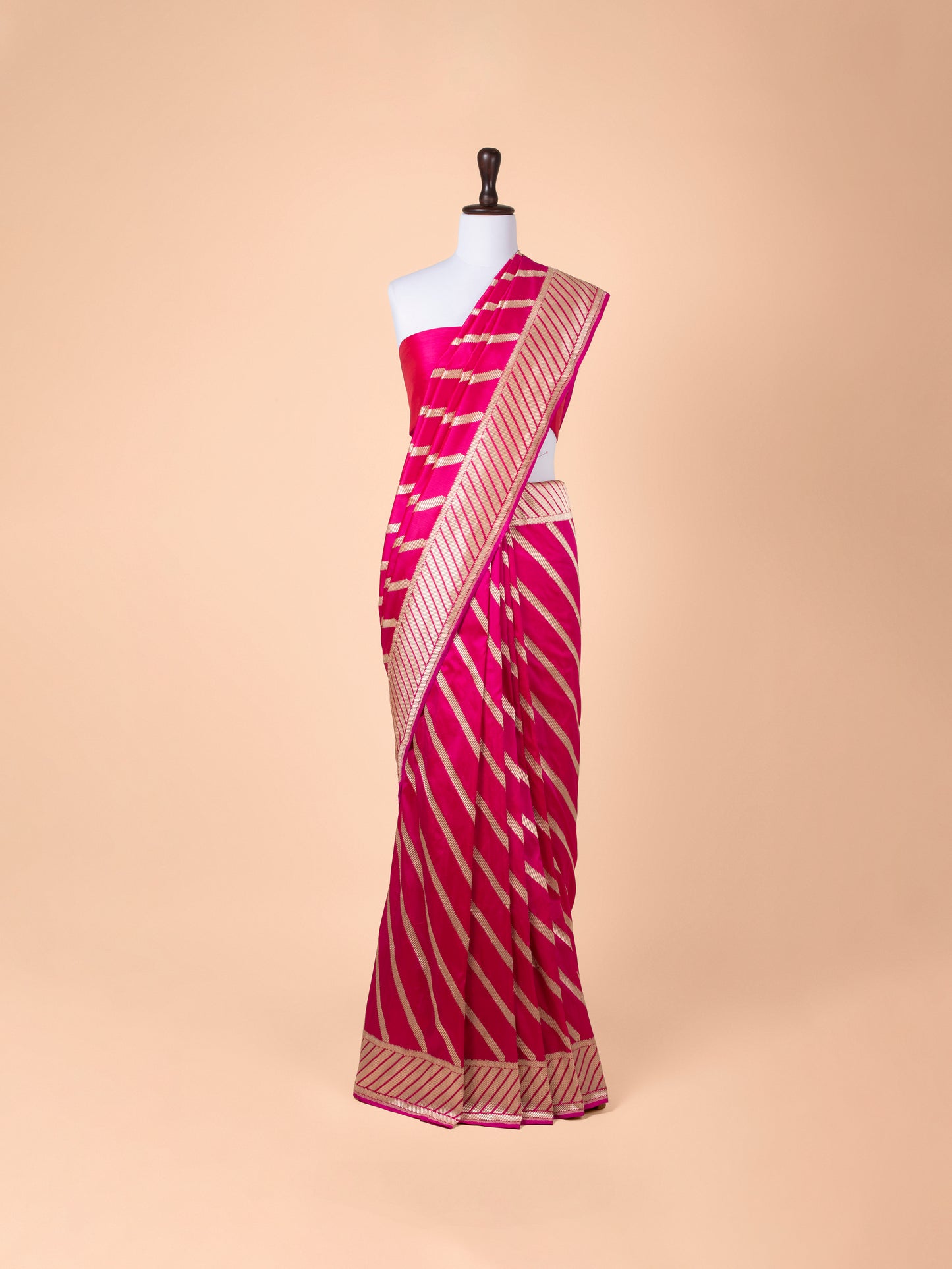 Handwoven Rani Pink Silk Saree