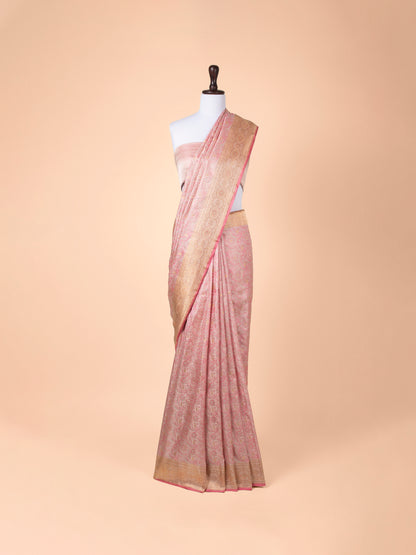 Handwoven Pink Satin Silk Saree