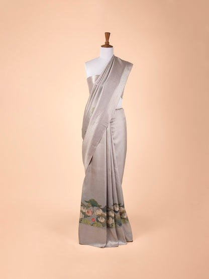 Handwoven Grey Silk Saree