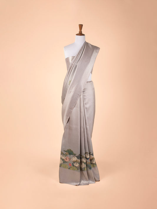 Handwoven Grey Silk Saree