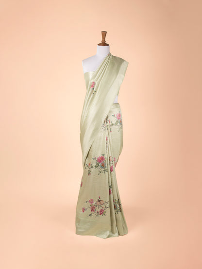 Handwoven Pista Green Silk Saree