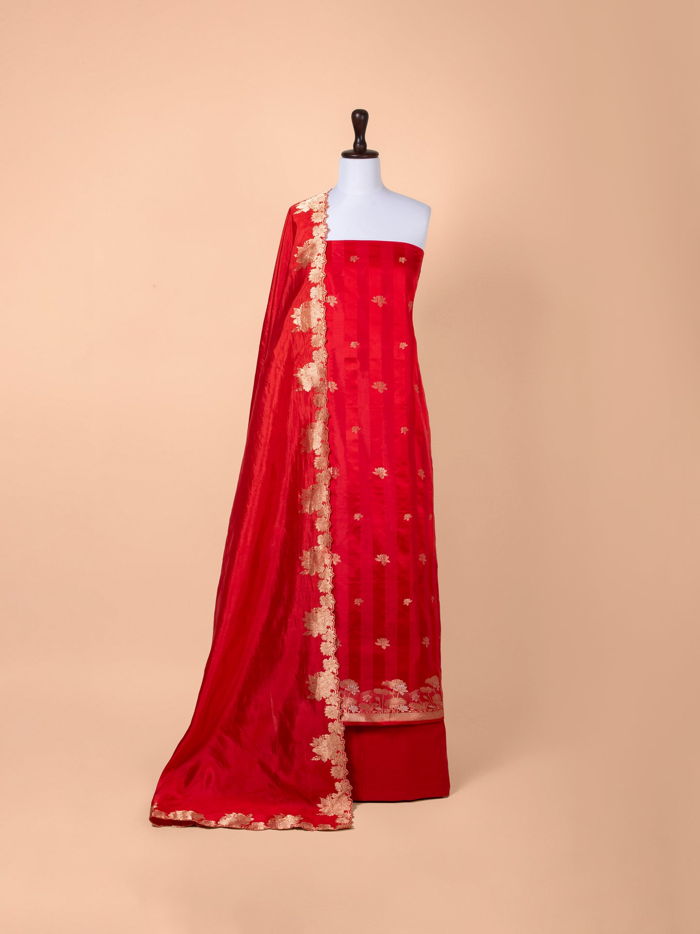 Handwoven Red Silk Suit Piece