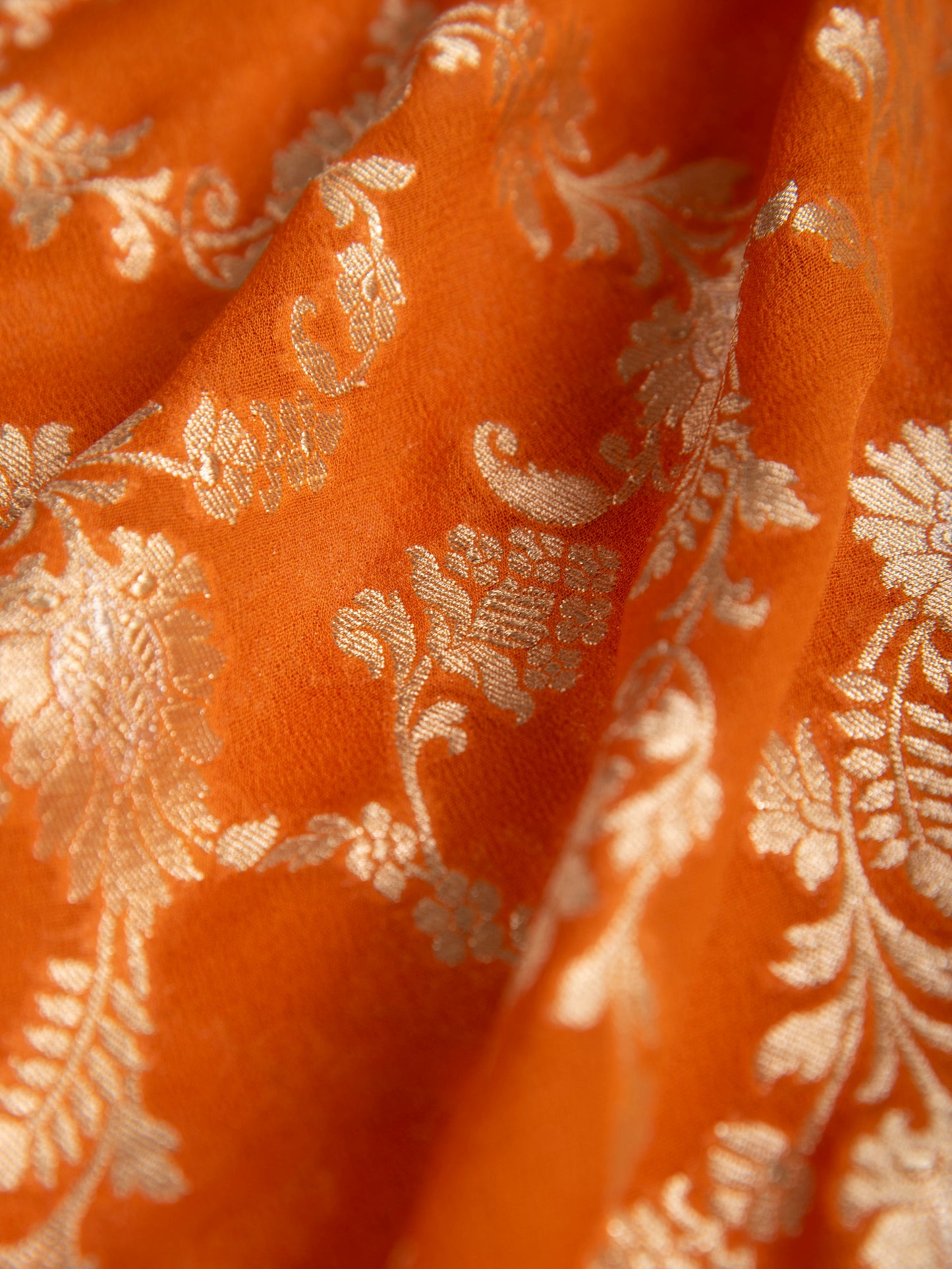 Handwoven Orange Georgette Fabric