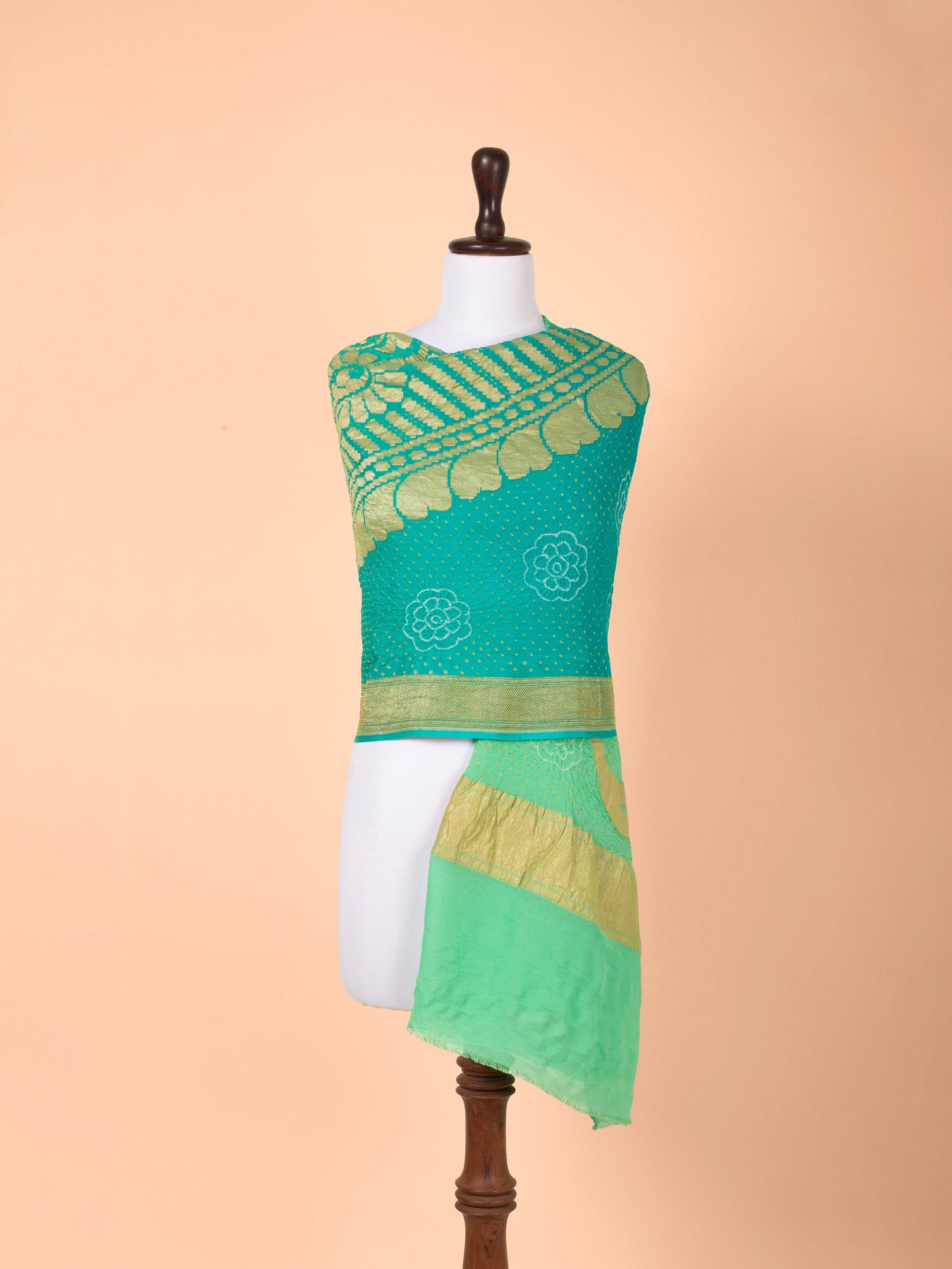 Handwoven Sea Green Georgette Dupatta