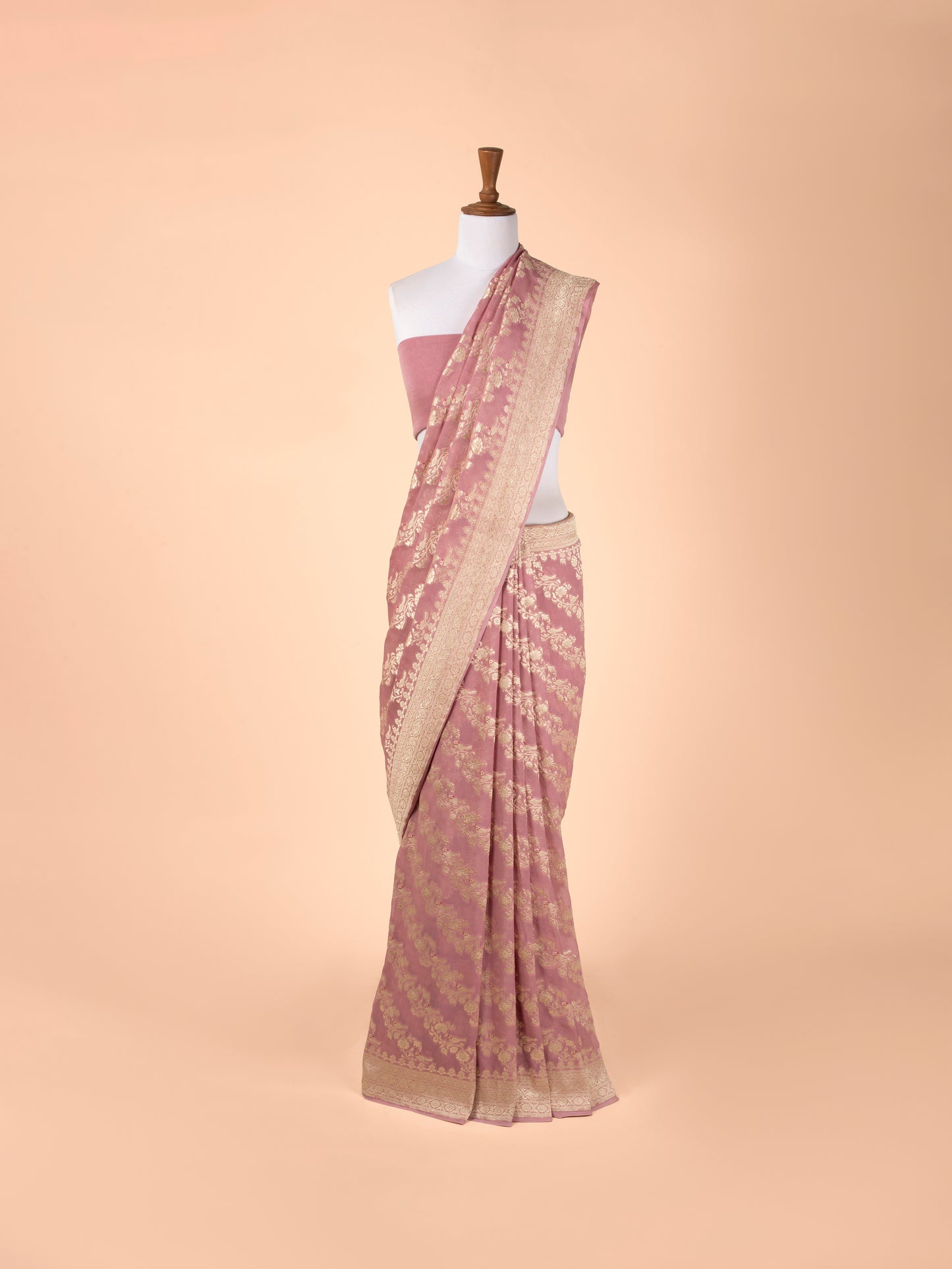 Handwoven Mauve Georgette Saree