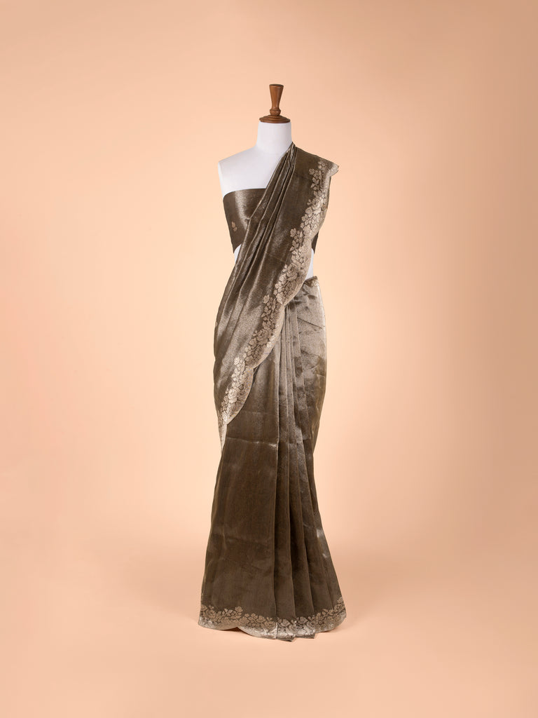 Handwoven Grey Tissue Saree