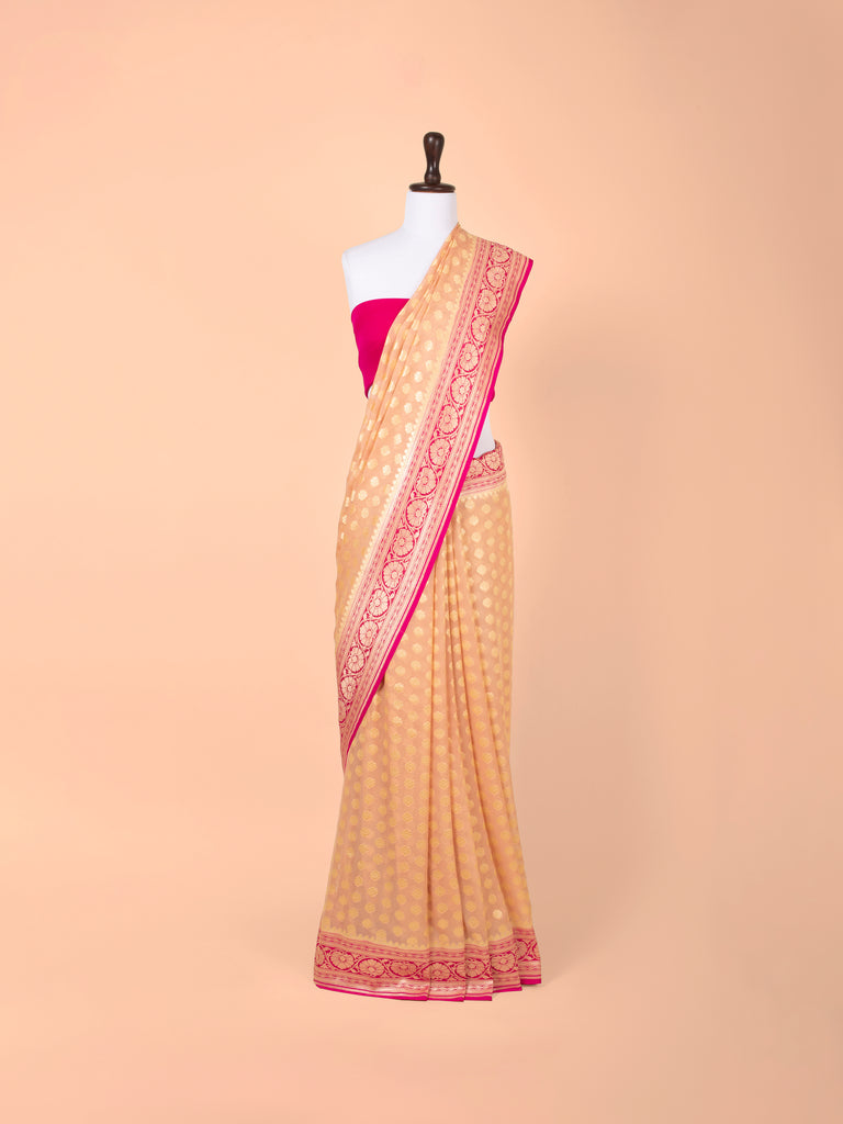 Handwoven Peach Georgette Saree