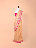 Handwoven Peach Georgette Saree