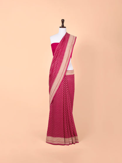 Handwoven Rani Pink Georgette Saree