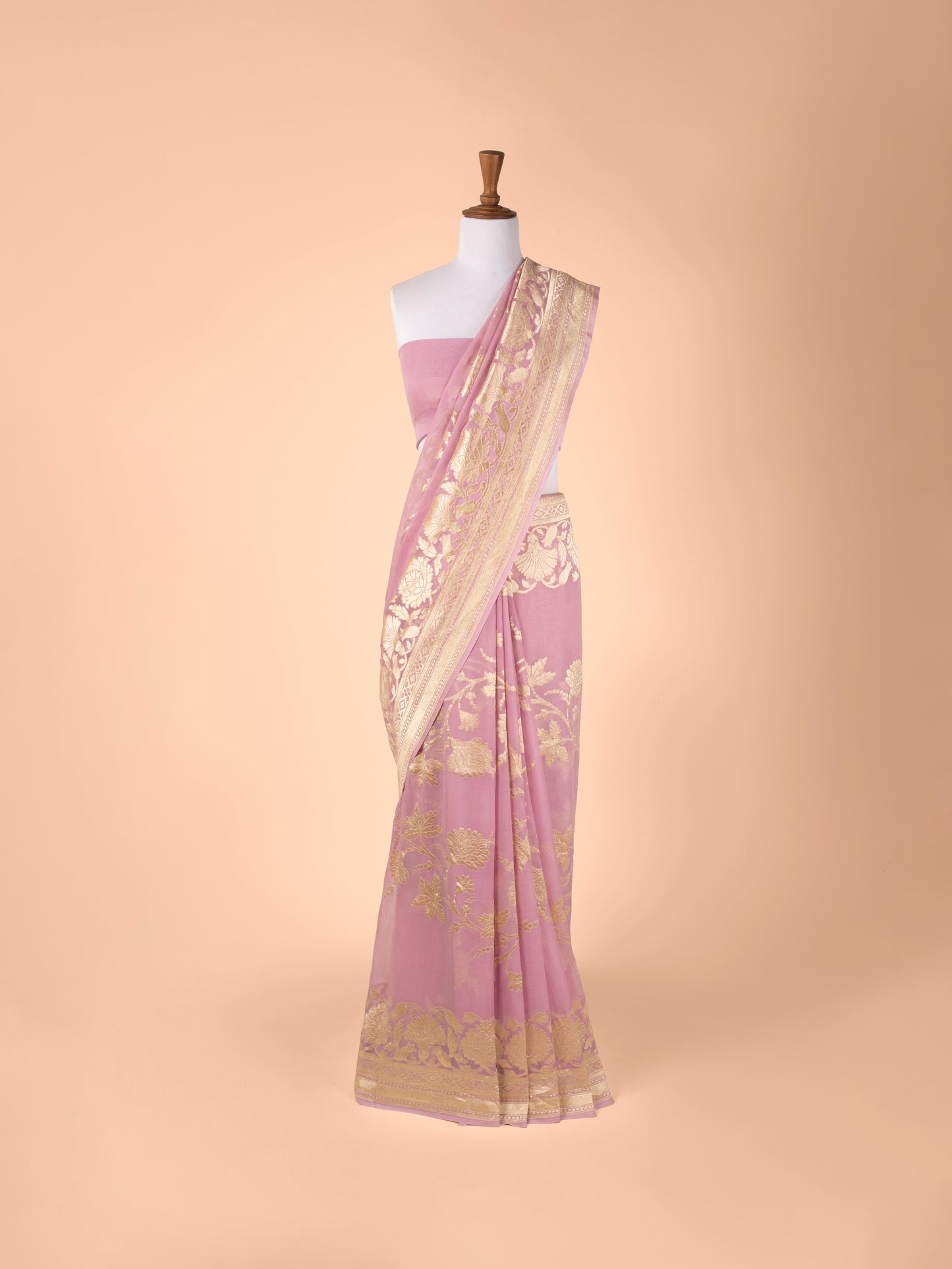 Handwoven Pink Georgette Saree