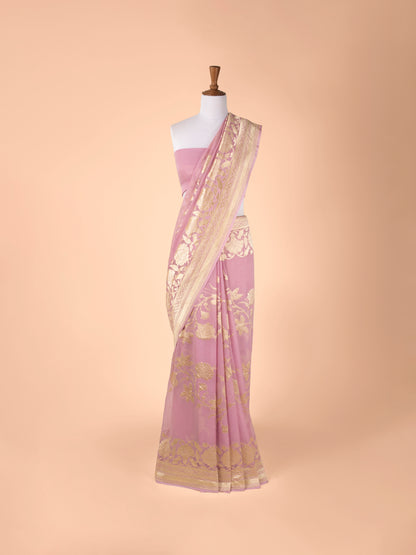 Handwoven Pink Georgette Saree