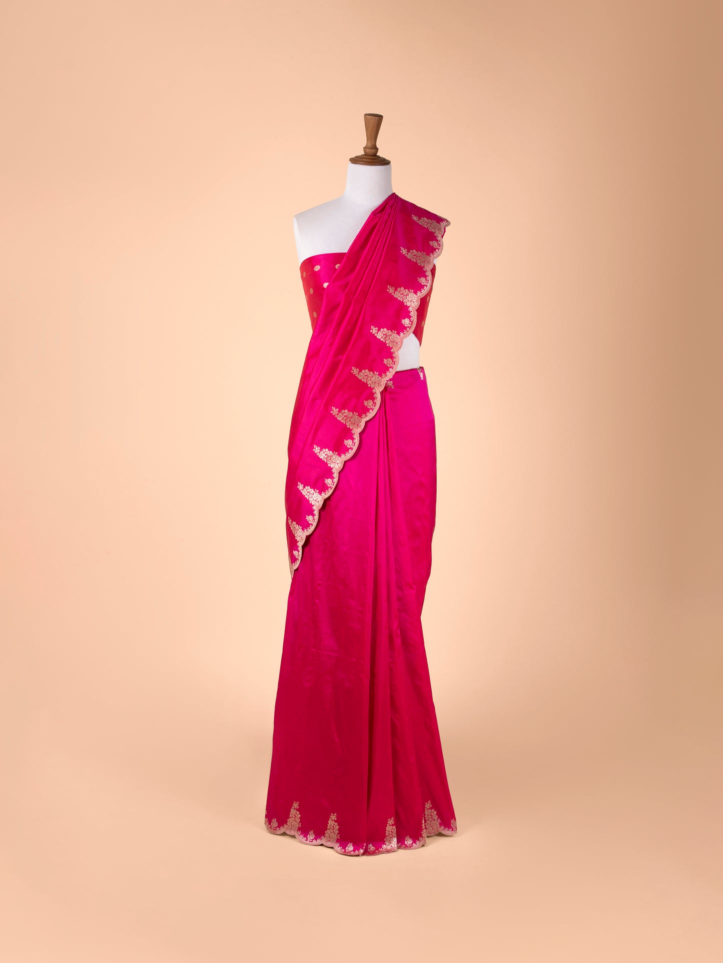 Handwoven Rani Pink Silk Saree