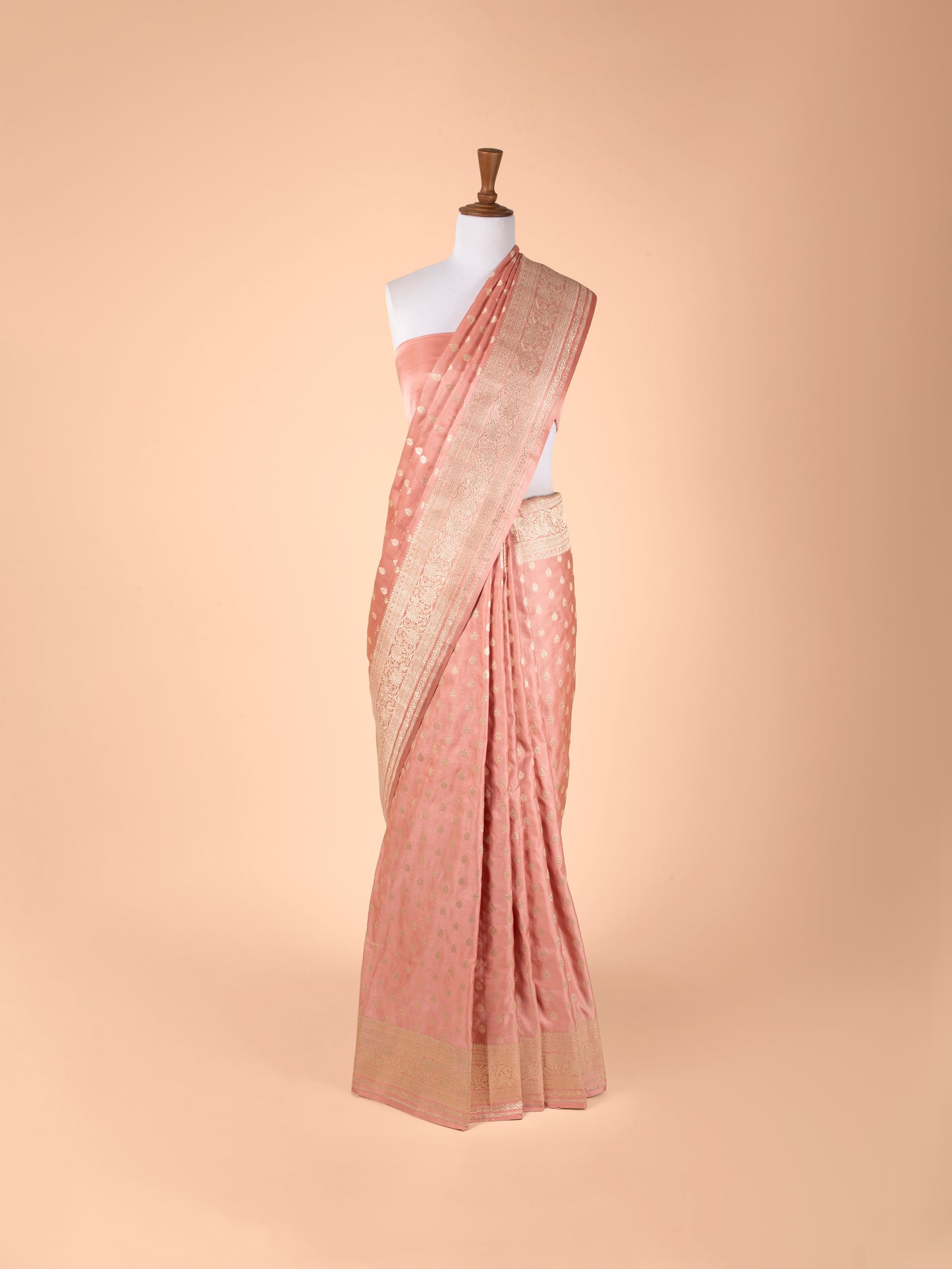 Handwoven Peach Silk Saree