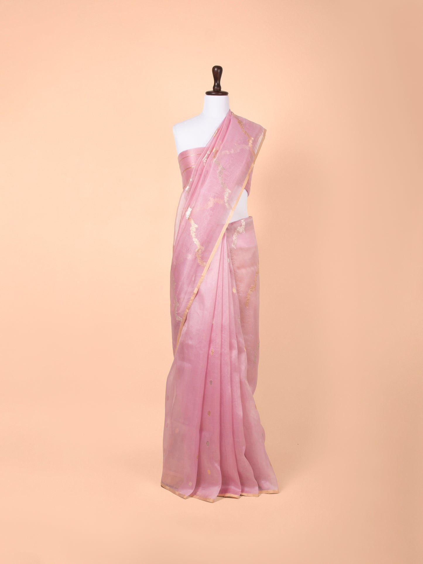 Handwoven Pink Organza Saree