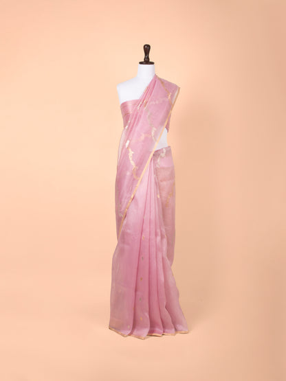 Handwoven Pink Organza Saree