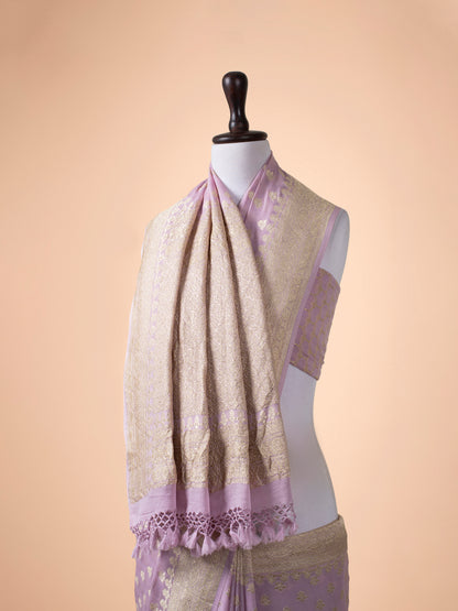 Handwoven Mauve Georgette Saree