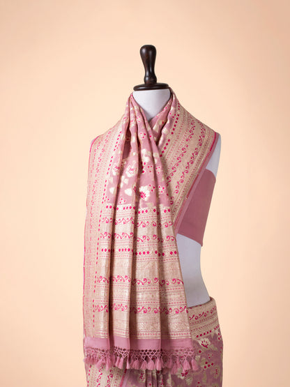 Handwoven Pink Georgette Saree