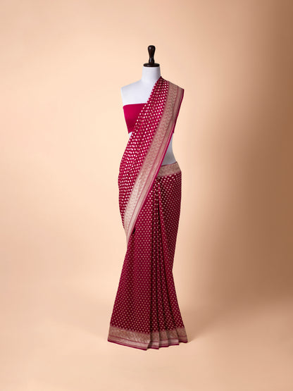 Handwoven Maroon Georgette Saree