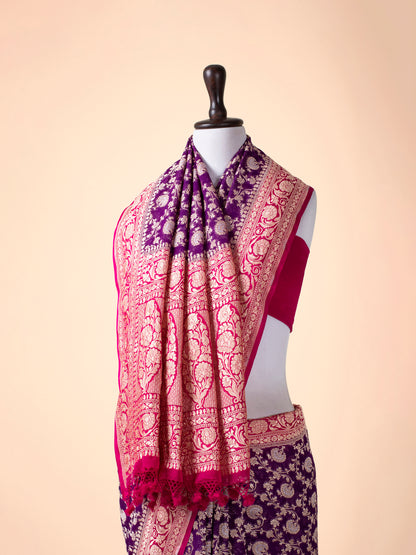 Handwoven Purple Georgette Saree