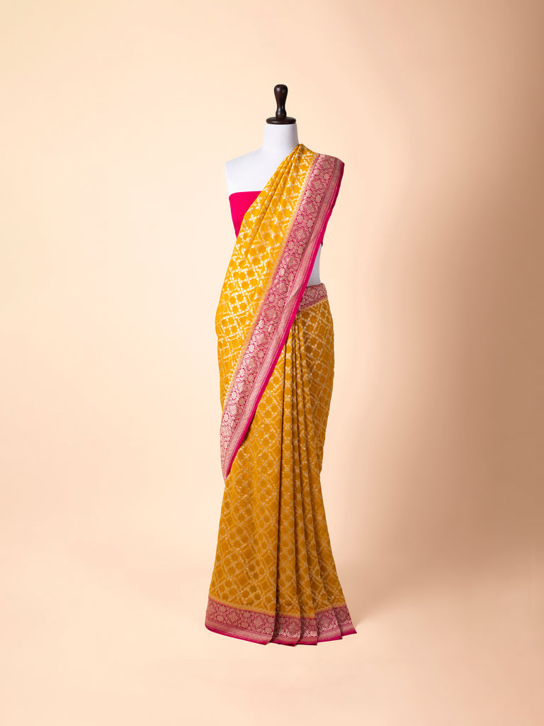 Handwoven Yellow Georgette Saree