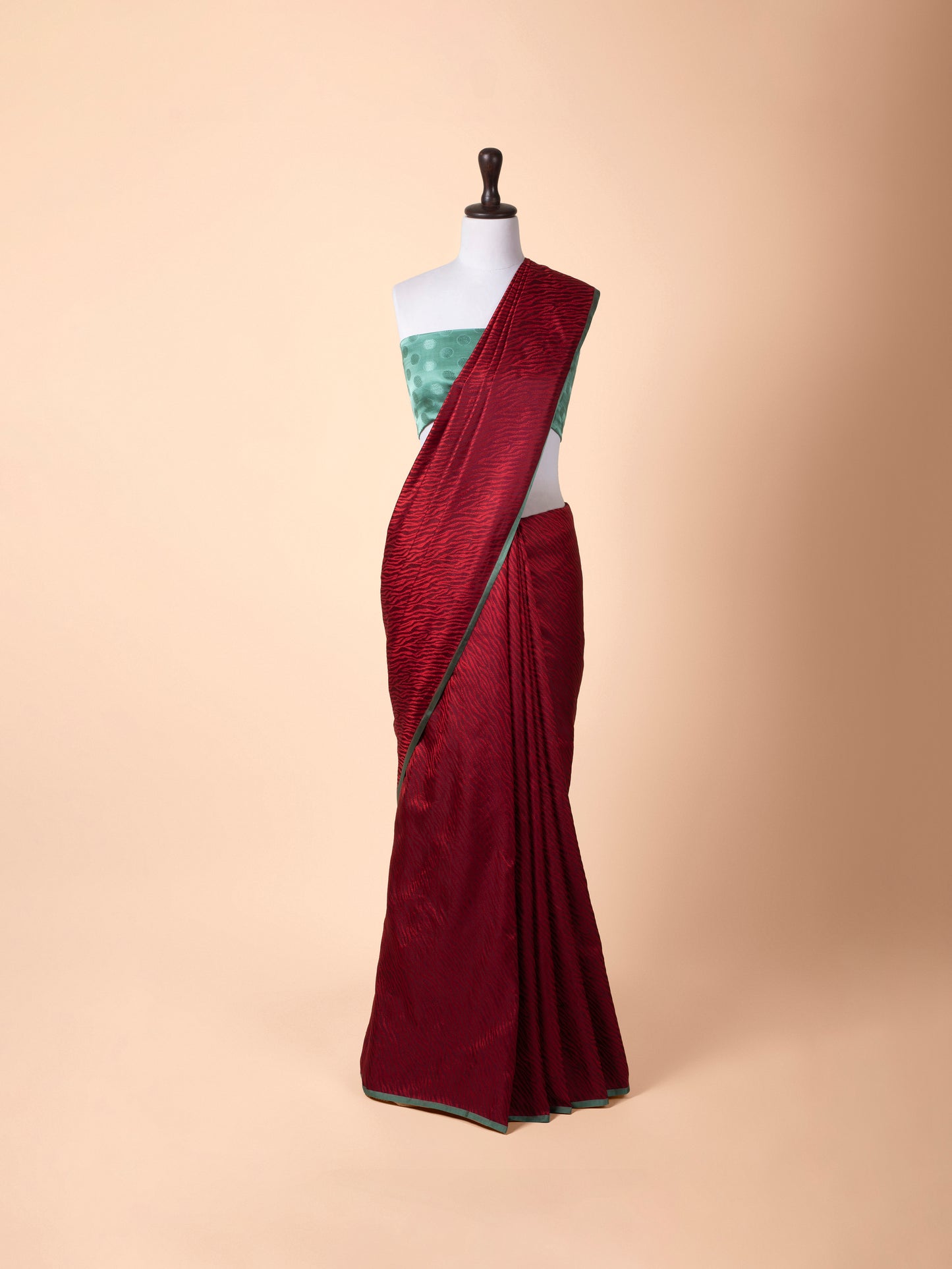 Handwoven Garnet Satin Silk Saree