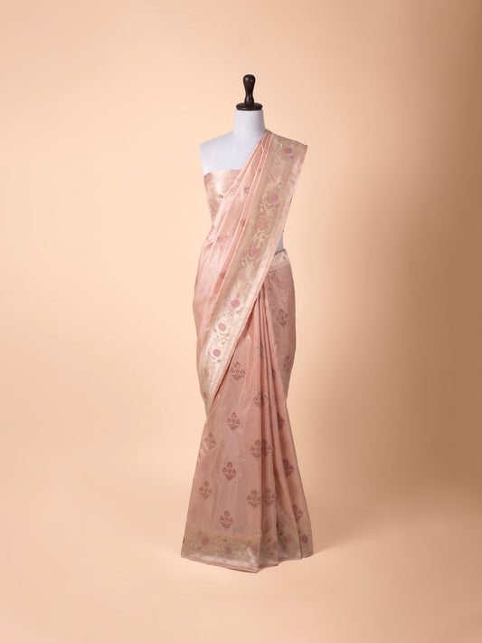 Handwoven Peach Silk Saree