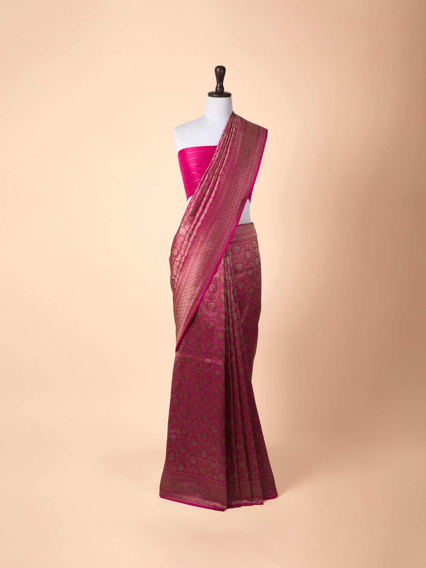 Handwoven Rani Pink Silk Saree