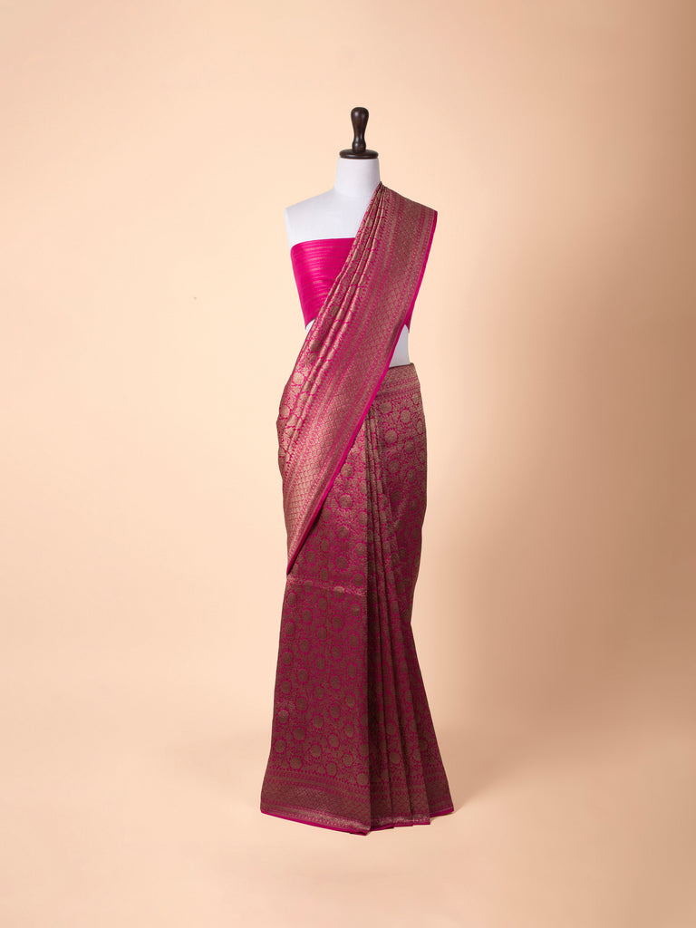 Handwoven Rani Pink Silk Saree