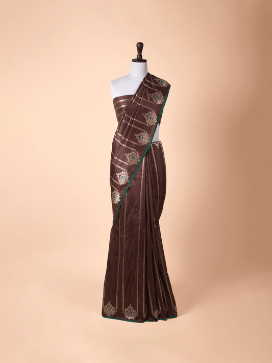 Handwoven Brown Silk Saree