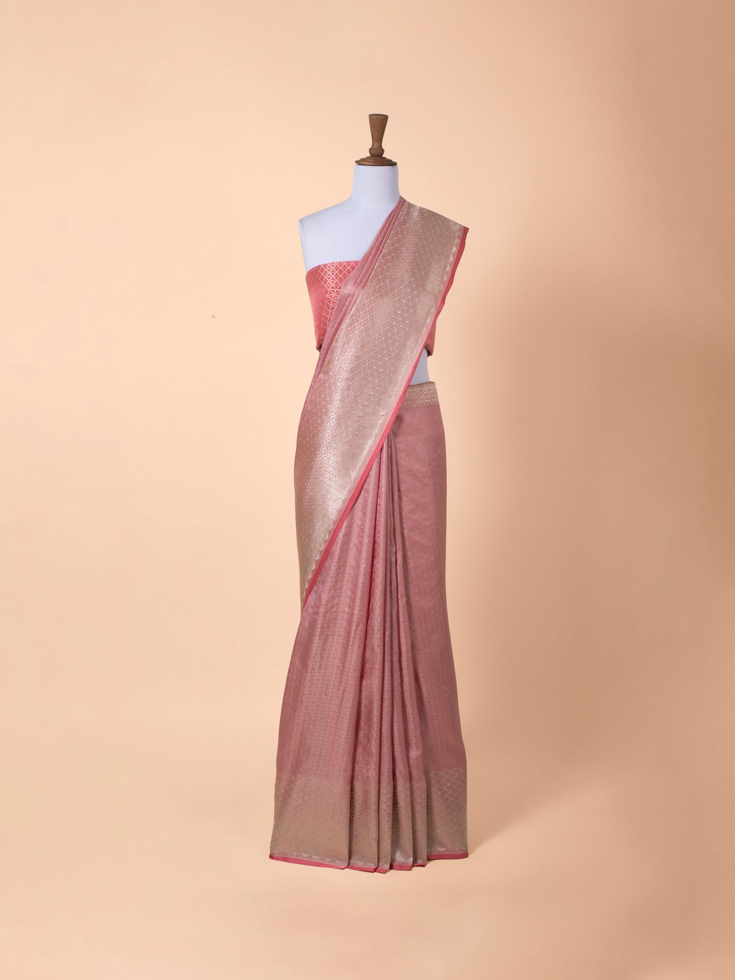 Handwoven Pink Satin Silk Saree