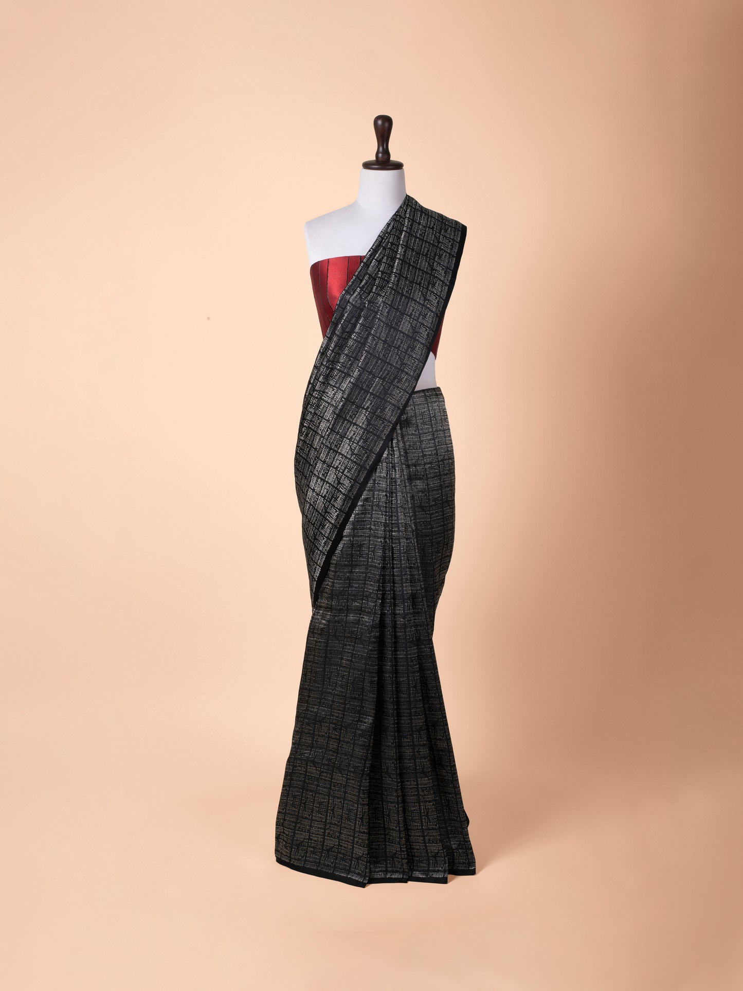 Handwoven Black Satin Tissue Saree