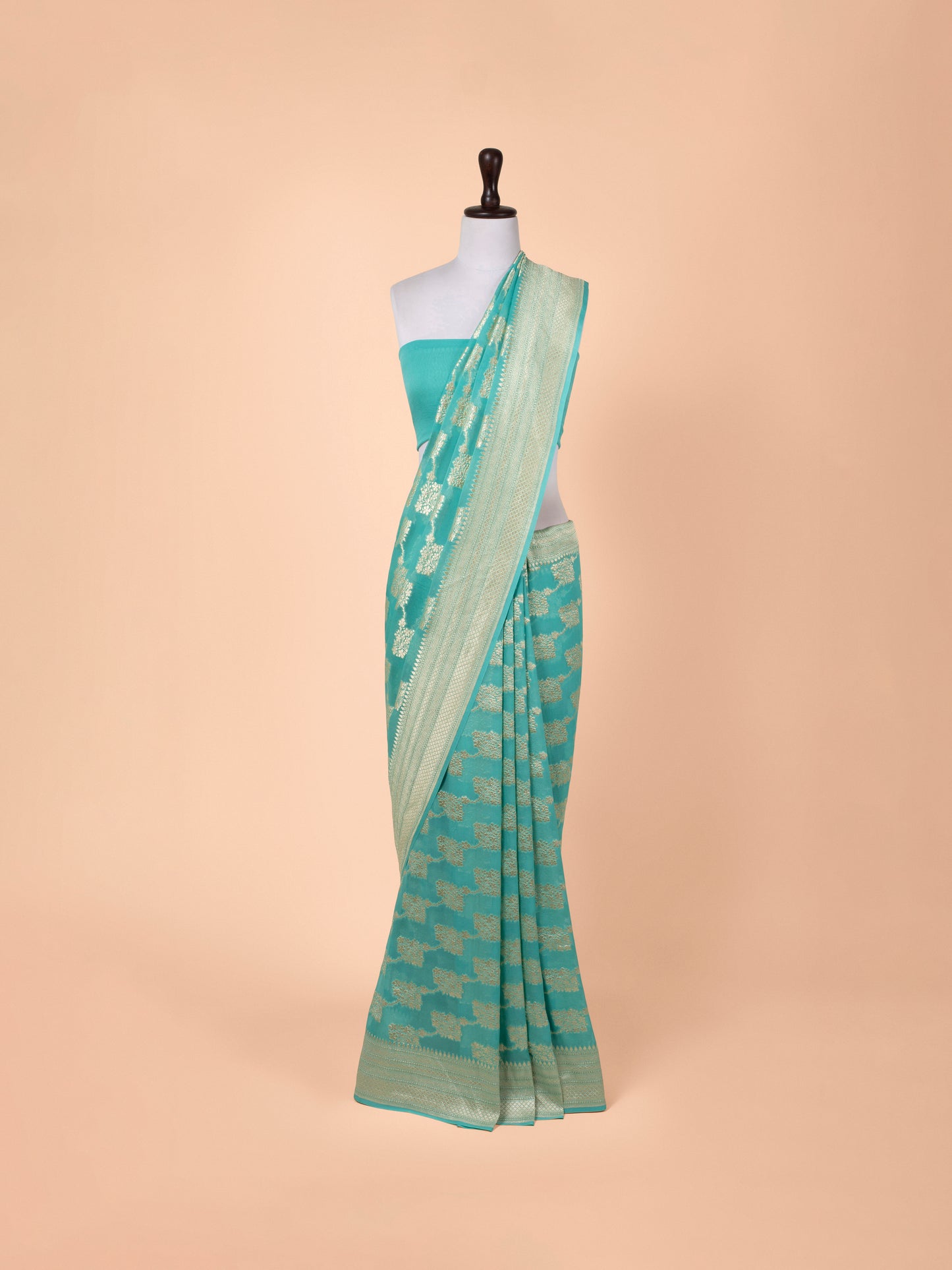 Handwoven Sea Green Georgette Saree