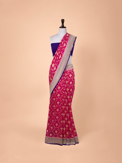 Handwoven Pink Georgette Saree